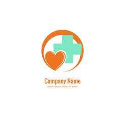 Logo design abstract medical vector template. Illustration design of logotype cross health symbol, people care sign.