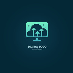 Vector stock logo, abstract digital technology vector template.
