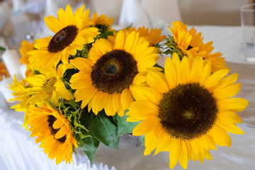 Wedding bouquet of sunflowers