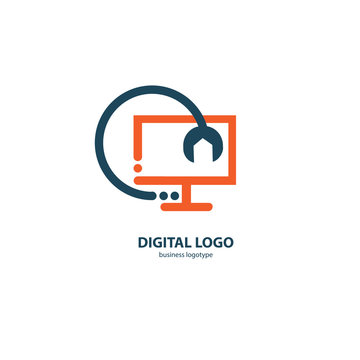 Logo design abstract computer repair vector template.