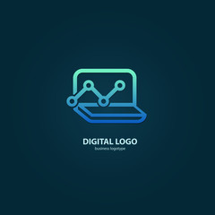 Vector stock logo, abstract digital technology vector template.