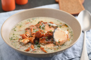 Finnish fish and mushroom soup