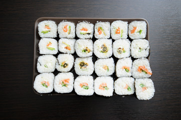 close up of fresh sushi set