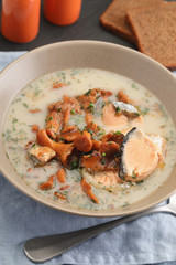Finnish fish and mushroom soup