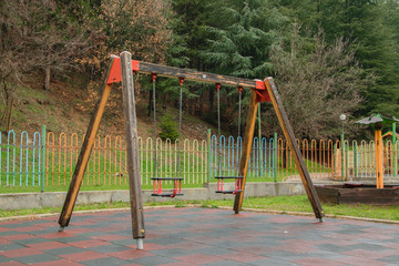 Fototapeta premium Colorful children playground in the green area