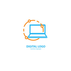 Vector stock logo, abstract digital technology vector template.