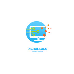 Fototapeta premium Vector stock logo, abstract digital technology vector template.