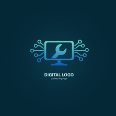 Obraz premium Logo design abstract computer repair vector template.