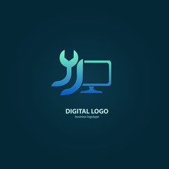 Logo design abstract computer repair vector template.