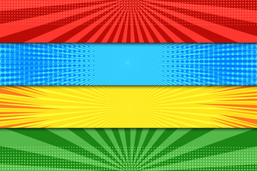 Comic book colorful horizontal banners