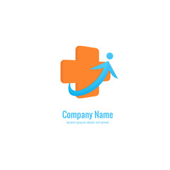 Logo design abstract medical vector template. Illustration design of logotype cross health symbol, people care sign.