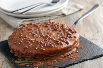 Almond cake with dark chocolate