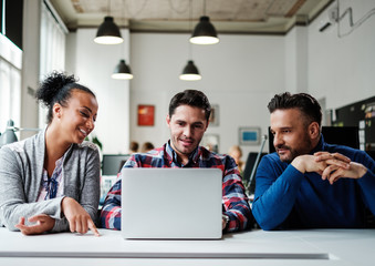 Multi-ethnic colleagues in a coworking office.