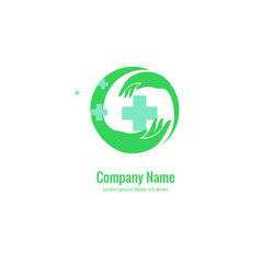 Logo design abstract medical vector template. Illustration design of logotype cross health symbol, people care sign.