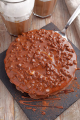 Almond cake with dark chocolate and coffee
