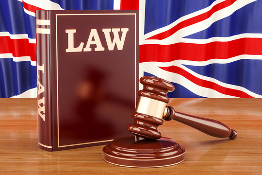 British law and justice concept, 3D rendering