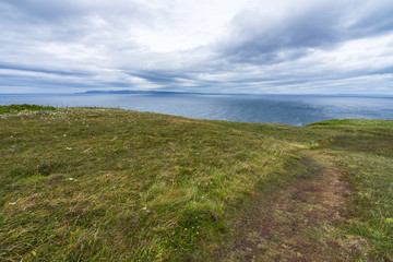 Footpath on North Sea near Dunnet Head, Caithness, Scotland, Britain