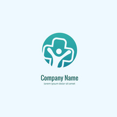 Logo design abstract medical vector template. Illustration design of logotype cross health symbol, people care sign.