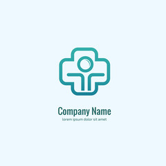 Logo design abstract medical vector template. Illustration design of logotype cross health symbol, people care sign.