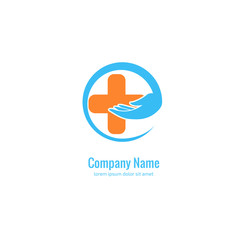 Logo design abstract medical vector template. Illustration design of logotype cross health symbol, people care sign.