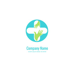 Logo design abstract medical vector template. Illustration design of logotype cross health symbol, people care sign.