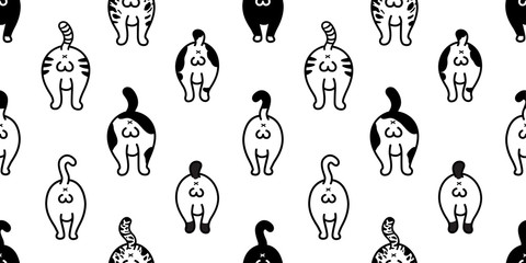 Cat Seamless Pattern vector kitten cat ball ass background wallpaper