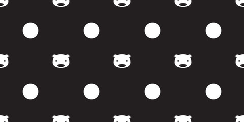 Bear seamless pattern vector polar bear polka dot isolated wallpaper background black