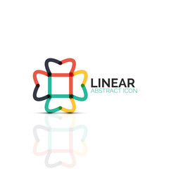 Abstract flower or star minimalistic linear icon, thin line geometric flat symbol for business icon design, abstract button or emblem