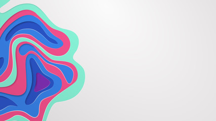 Multi layers vector background with abstract topography or flowing liquid design, colored on white