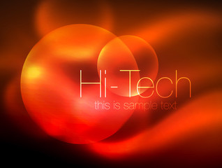 Blurred neon glowing circle, hi-tech modern bubble template, techno glowing glass round shapes or spheres. Geometric abstract background