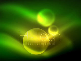 Blurred neon glowing circle, hi-tech modern bubble template, techno glowing glass round shapes or spheres. Geometric abstract background