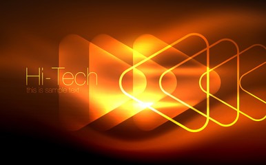 Glowing vector triangle geometric shapes in dark space