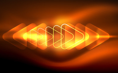 Glowing vector triangle geometric shapes in dark space