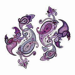 Paisley background. Hand Drawn ornament. Vector illustration - 197949827