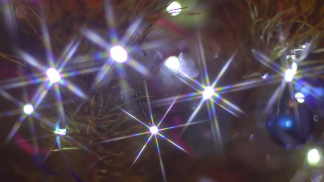 Light effects of a star revolve on Christmas festive decorations