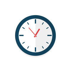 Clock face with shadow on white background. Vector illustration.