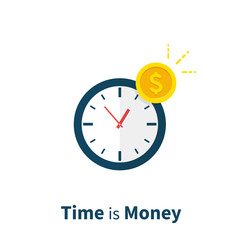 Time is Money, long term investment, financial planning, finance strategy, payment deadline, time management. Flat design, vector illustration icon on background.