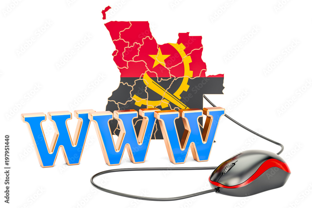 Poster internet network in angola concept. 3d rendering