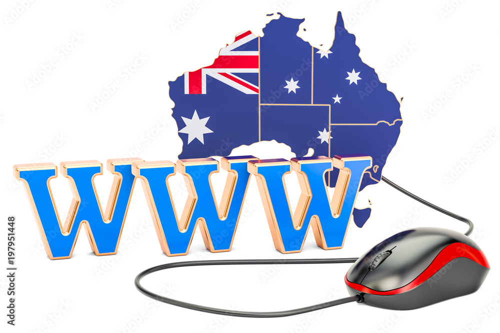 Poster internet network in australia concept. 3d rendering