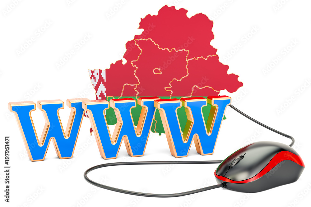 Poster internet network in belarus concept. 3d rendering