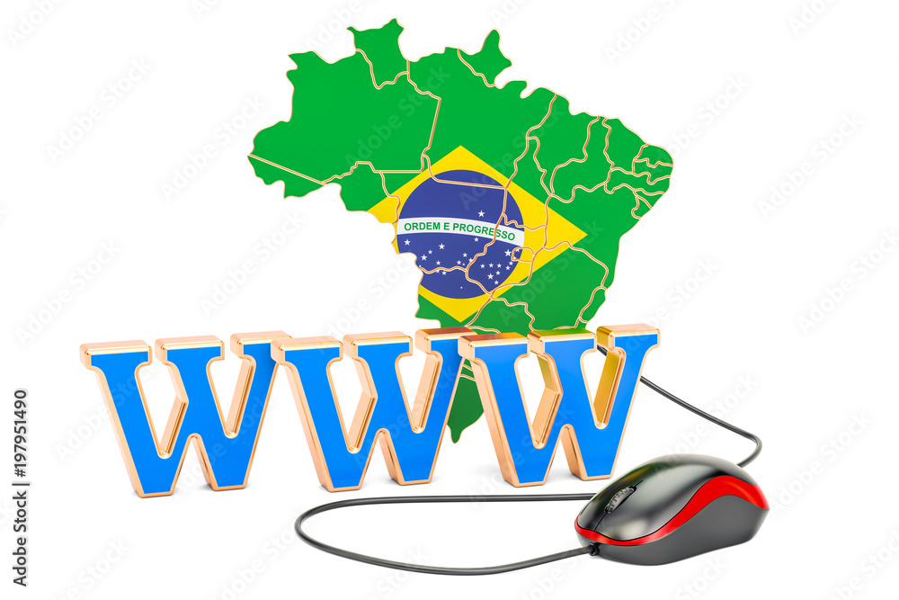 Poster internet network in brazil concept. 3d rendering