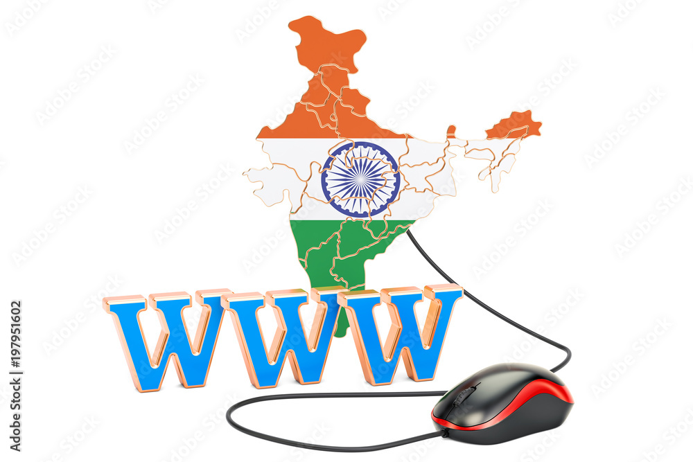 Poster internet network in india concept. 3d rendering