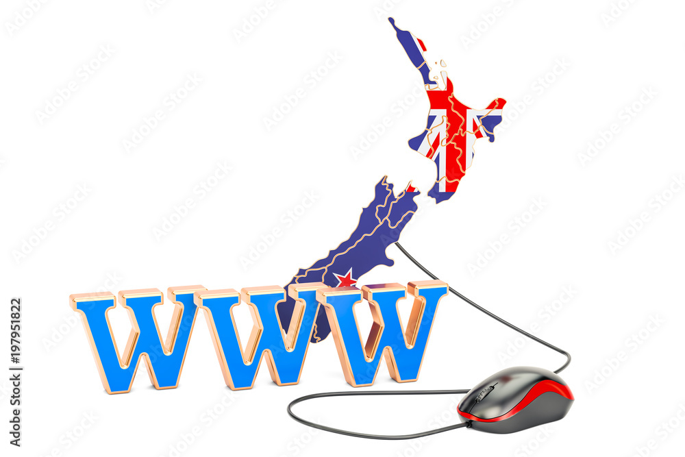 Aufkleber internet network in new zealand concept. 3d rendering