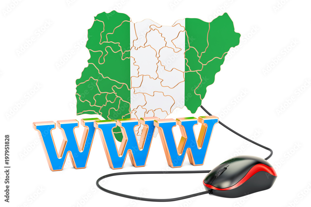 Poster internet network in nigeria concept. 3d rendering
