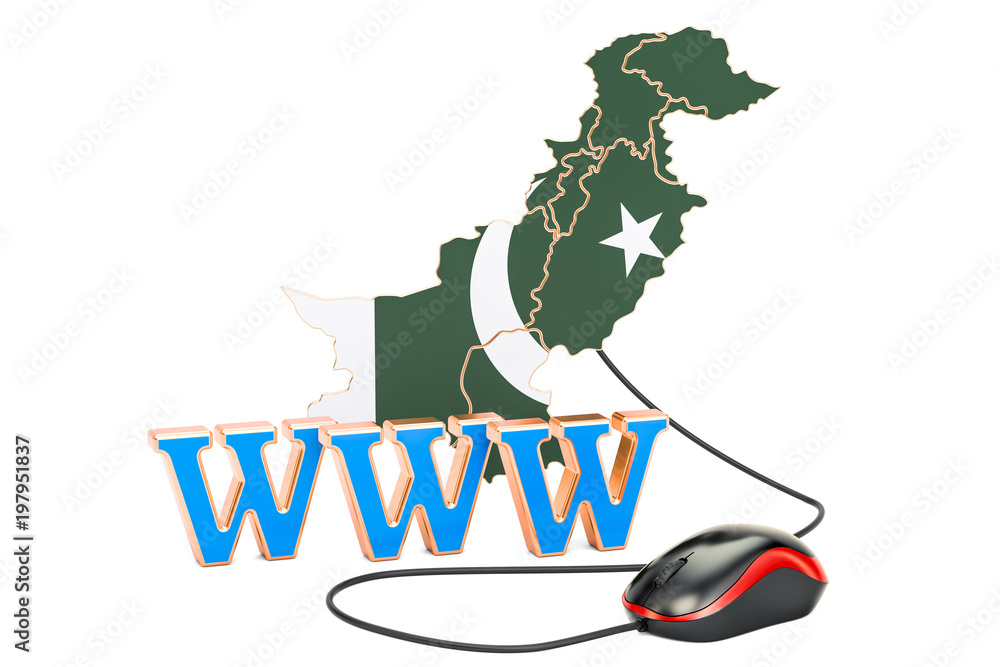 Poster internet network in pakistan concept. 3d rendering