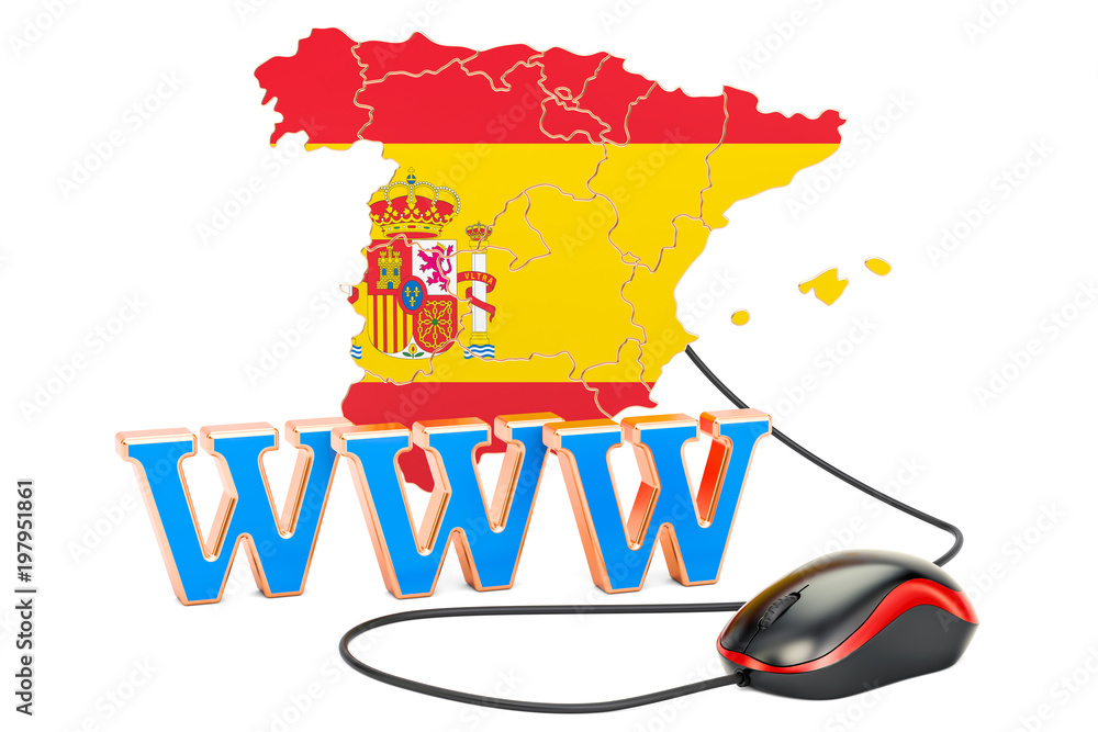 Poster internet network in spain concept. 3d rendering