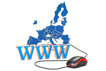 Internet network in the European Union concept. 3D rendering