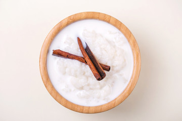 Brazilian winter festival dessert Canjica. White corn porridge