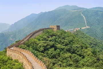 Papier Peint photo Mur chinois Magnifique Grande Muraille dans un environnement verdoyant, Pékin, Chine