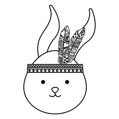 cute and tender rabbit with feather hat vector illustration design